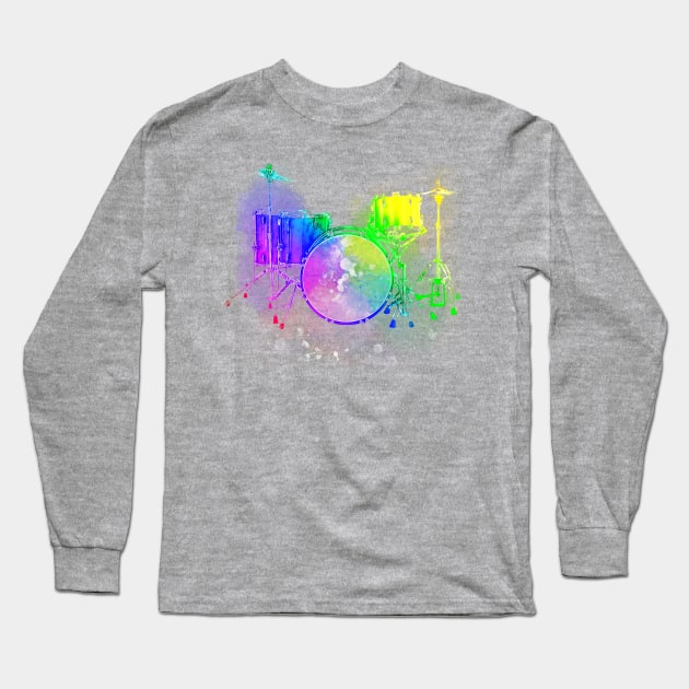 Rainbow Drumset Long Sleeve T-Shirt by llspear